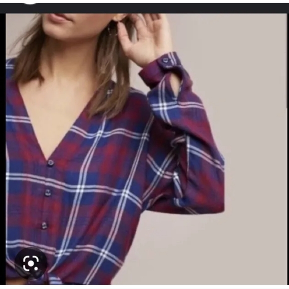 Rails Sloane Cropped Tie Front Top in Red/Blue Plaid - Picture 2 of 10